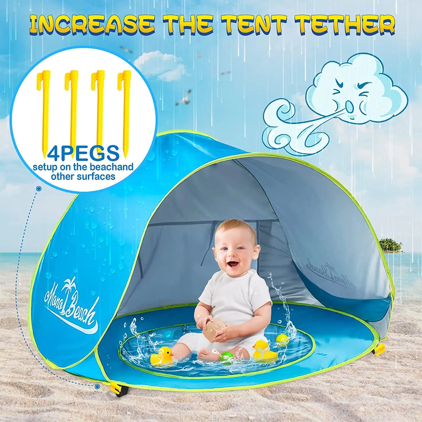 SunShade Beach Tent - Beach Tent for little babies with small pool